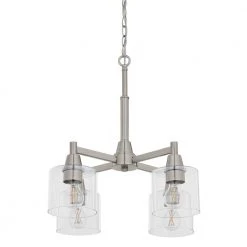 Oron 4-Light Brushed Nickel Reversible Chandelier with Clear Glass Shades, Dining Room Chandelier by Hampton Bay -Hampton Bay Sales brushed nickel hampton bay chandeliers hdp12069bn 40 1000