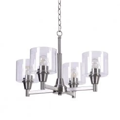 Oron 4-Light Brushed Nickel Reversible Chandelier with Clear Glass Shades, Dining Room Chandelier by Hampton Bay -Hampton Bay Sales brushed nickel hampton bay chandeliers hdp12069bn 77 1000