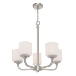 5-Light Brushed Nickel Chandelier with Frosted Glass Shades by Hampton Bay -Hampton Bay Sales brushed nickel hampton bay chandeliers iuq8115a 2 1d 1000