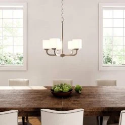 5-Light Brushed Nickel Chandelier with Frosted Glass Shades by Hampton Bay -Hampton Bay Sales brushed nickel hampton bay chandeliers iuq8115a 2 66 1000