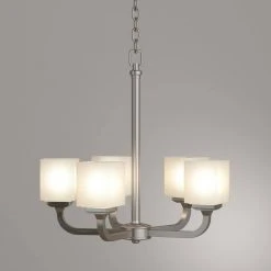 5-Light Brushed Nickel Chandelier with Frosted Glass Shades by Hampton Bay -Hampton Bay Sales brushed nickel hampton bay chandeliers iuq8115a 2 77 1000