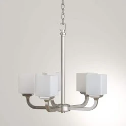 5-Light Brushed Nickel Chandelier with Frosted Glass Shades by Hampton Bay -Hampton Bay Sales brushed nickel hampton bay chandeliers iuq8115a 2 c3 1000