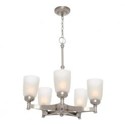 5-Light Brushed Nickel Chandelier with Frosted Glass Shades by Hampton Bay -Hampton Bay Sales brushed nickel hampton bay chandeliers iut8115a 3 1d 1000