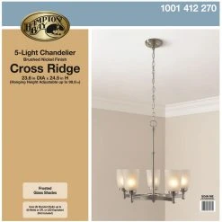 5-Light Brushed Nickel Chandelier with Frosted Glass Shades by Hampton Bay -Hampton Bay Sales brushed nickel hampton bay chandeliers iut8115a 3 1f 1000