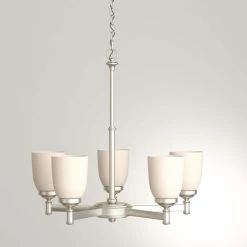 5-Light Brushed Nickel Chandelier with Frosted Glass Shades by Hampton Bay -Hampton Bay Sales brushed nickel hampton bay chandeliers iut8115a 3 c3 1000