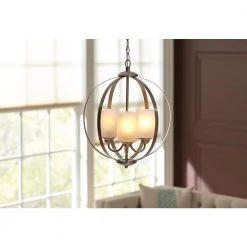 Findlay 3-Light Brushed Nickel Chandelier with Etched White Glass Shades by Hampton Bay 21 Findlay 3-Light Brushed Nickel Chandelier with Etched White Glass Shades by Hampton Bay -Hampton Bay Sales brushed nickel hampton bay chandeliers wb1002 cl 77 1000