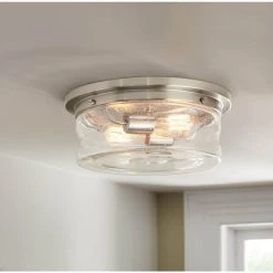 Silveroak 13 in. 2-Light Brushed Nickel Flush Mount by Hampton Bay -Hampton Bay Sales brushed nickel hampton bay flush mount lights 23980 e1 1000