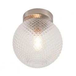 Walsh 8 in. 1-Light Brushed Nickel Flush Mount with Prismatic Glass Shade by Hampton Bay