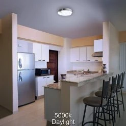 Mission Industrial 15 in. Round Brushed Nickel Selectable LED Flush Mount Ceiling Light 1430 Lumens Dimmable by Hampton Bay -Hampton Bay Sales brushed nickel hampton bay flush mount lights 54449111 66 1000