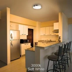 Mission Industrial 15 in. Round Brushed Nickel Selectable LED Flush Mount Ceiling Light 1430 Lumens Dimmable by Hampton Bay -Hampton Bay Sales brushed nickel hampton bay flush mount lights 54449111 a0 1000