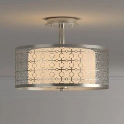 Toberon 14 in. 1-Light Brushed Nickel LED Semi-Flush Mount with Etched Parchment Glass Shade by Hampton Bay -Hampton Bay Sales brushed nickel hampton bay flush mount lights 7914hbbndi 40 1000
