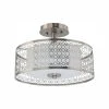 Toberon 14 in. 1-Light Brushed Nickel LED Semi-Flush Mount with Etched Parchment Glass Shade by Hampton Bay