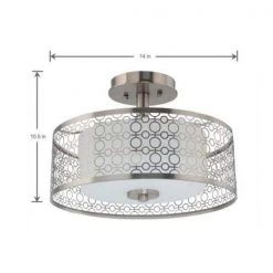 Toberon 14 in. 1-Light Brushed Nickel LED Semi-Flush Mount with Etched Parchment Glass Shade by Hampton Bay -Hampton Bay Sales brushed nickel hampton bay flush mount lights 7914hbbndi c3 1000