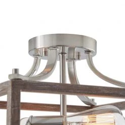 Boswell Quarter 12-1/2 in. 2-Light Brushed Nickel Farmhouse Semi-Flush Mount with Painted Weathered Gray Wood Accents by Hampton Bay 13 Boswell Quarter 12-1/2 in. 2-Light Brushed Nickel Farmhouse Semi-Flush Mount with Painted Weathered Gray Wood Accents by Hampton Bay -Hampton Bay Sales brushed nickel hampton bay flush mount lights 8018hdcbndi 44 1000