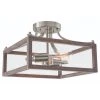 Boswell Quarter 12-1/2 in. 2-Light Brushed Nickel Farmhouse Semi-Flush Mount with Painted Weathered Gray Wood Accents by Hampton Bay