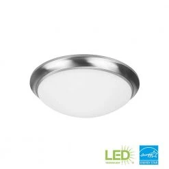 Withers 13 in. 140-Watt Brushed Nickel Selectable CCT Integrated LED Dimmable Round Globe Flush Mount Ceiling Light by Hampton Bay