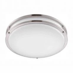 16 in. 1-Light Brushed Nickel Dimmable LED Flush Mount by Hampton Bay