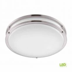 16 in. 1-Light Brushed Nickel Dimmable LED Flush Mount by Hampton Bay -Hampton Bay Sales brushed nickel hampton bay flush mount lights dc016ledc c3 1000