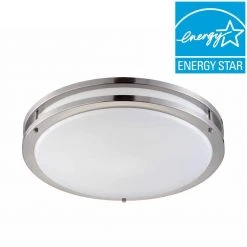 18 in. 2-Light Brushed Nickel Fluorescent Flush Mount by Hampton Bay 9 18 in. 2-Light Brushed Nickel Fluorescent Flush Mount by Hampton Bay -Hampton Bay Sales brushed nickel hampton bay flush mount lights dc018p 1d 1000