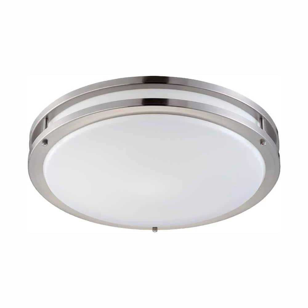 18 in. 2-Light Brushed Nickel Fluorescent Flush Mount by Hampton Bay 1 18 in. 2-Light Brushed Nickel Fluorescent Flush Mount by Hampton Bay