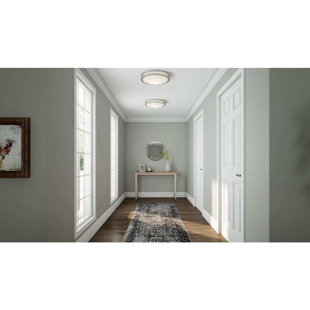 18 in. 2-Light Brushed Nickel Fluorescent Flush Mount by Hampton Bay 2 18 in. 2-Light Brushed Nickel Fluorescent Flush Mount by Hampton Bay - Image 2