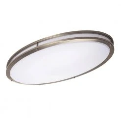 32 in. Oval 1-Light Brushed Nickel Dimmable LED Flush Mount by Hampton Bay 16 32 in. Oval 1-Light Brushed Nickel Dimmable LED Flush Mount by Hampton Bay -Hampton Bay Sales brushed nickel hampton bay flush mount lights dc032ledc 1d 1000