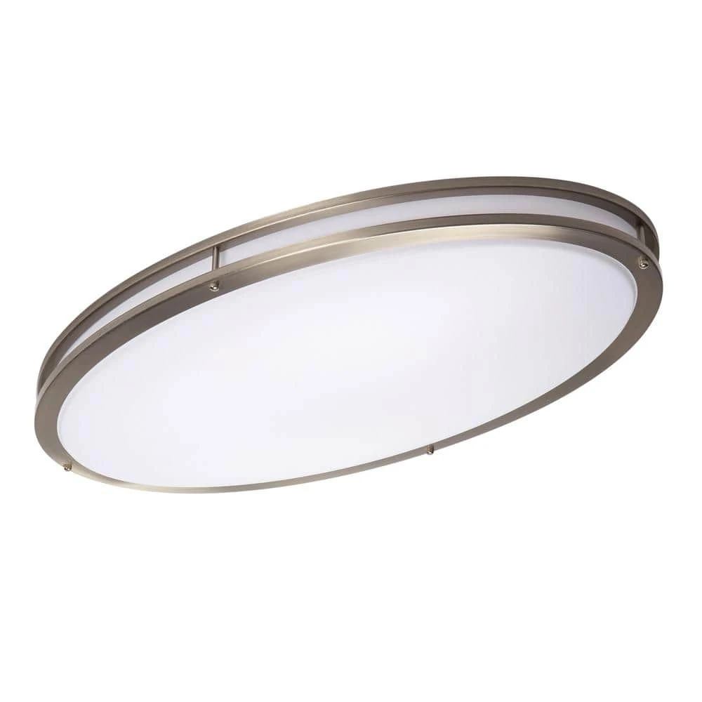 32 in. Oval 1-Light Brushed Nickel Dimmable LED Flush Mount by Hampton Bay 5 32 in. Oval 1-Light Brushed Nickel Dimmable LED Flush Mount by Hampton Bay - Image 5