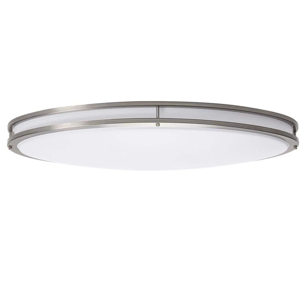 32 in. Oval 1-Light Brushed Nickel Dimmable LED Flush Mount by Hampton Bay 3 32 in. Oval 1-Light Brushed Nickel Dimmable LED Flush Mount by Hampton Bay - Image 3