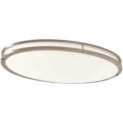 32 in. Oval 1-Light Brushed Nickel Dimmable LED Flush Mount by Hampton Bay 20 32 in. Oval 1-Light Brushed Nickel Dimmable LED Flush Mount by Hampton Bay -Hampton Bay Sales brushed nickel hampton bay flush mount lights dc032ledc 4f 1000