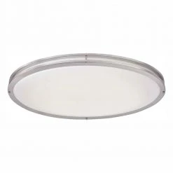 32 in. Oval 1-Light Brushed Nickel Dimmable LED Flush Mount by Hampton Bay
