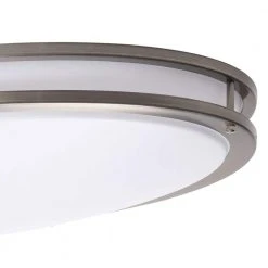 32 in. Oval 1-Light Brushed Nickel Dimmable LED Flush Mount by Hampton Bay 17 32 in. Oval 1-Light Brushed Nickel Dimmable LED Flush Mount by Hampton Bay -Hampton Bay Sales brushed nickel hampton bay flush mount lights dc032ledc 66 1000