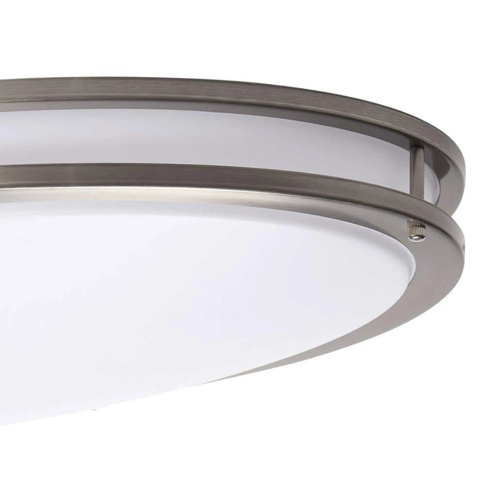 32 in. Oval 1-Light Brushed Nickel Dimmable LED Flush Mount by Hampton Bay 6 32 in. Oval 1-Light Brushed Nickel Dimmable LED Flush Mount by Hampton Bay - Image 6