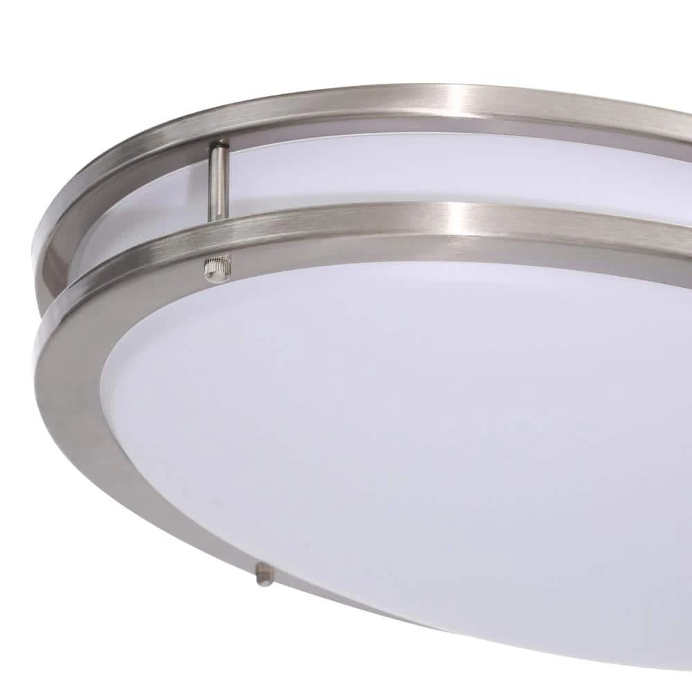 32 in. Oval 1-Light Brushed Nickel Dimmable LED Flush Mount by Hampton Bay 7 32 in. Oval 1-Light Brushed Nickel Dimmable LED Flush Mount by Hampton Bay - Image 7