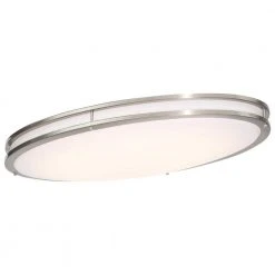 32 in. Oval 1-Light Brushed Nickel Dimmable LED Flush Mount by Hampton Bay 19 32 in. Oval 1-Light Brushed Nickel Dimmable LED Flush Mount by Hampton Bay -Hampton Bay Sales brushed nickel hampton bay flush mount lights dc032ledc c3 1000