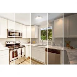 Stetson 11 in. 1-Light Brushed Nickel Selectable CCT LED Ceiling Light Flush Mount by Hampton Bay -Hampton Bay Sales brushed nickel hampton bay flush mount lights hb1022c 5cct 35 40 1000