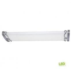 Regency 14 in. Linear 1-Light Brushed Nickel Dimmable LED Flush Mount by Hampton Bay -Hampton Bay Sales brushed nickel hampton bay flush mount lights hb1232led 35 40 1000