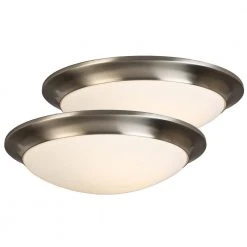 15 in. Brushed Nickel LED Ceiling Flush Mount (2-Pack) by Hampton Bay -Hampton Bay Sales brushed nickel hampton bay flush mount lights hgv8011ll 2pk bn 1d 1000