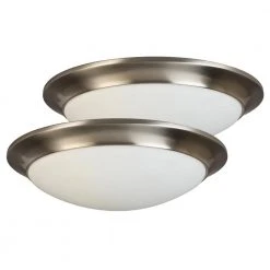 15 in. Brushed Nickel LED Ceiling Flush Mount (2-Pack) by Hampton Bay -Hampton Bay Sales brushed nickel hampton bay flush mount lights hgv8011ll 2pk bn 66 1000