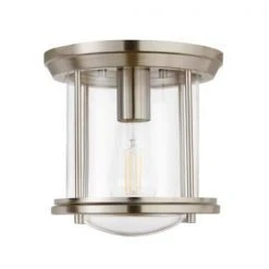 Melrose Park 8 in. 1-Light Brushed Nickel Flush Mount by Hampton Bay -Hampton Bay Sales brushed nickel hampton bay flush mount lights hm20200716 1 66 1000