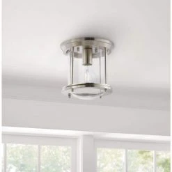 Melrose Park 8 in. 1-Light Brushed Nickel Flush Mount by Hampton Bay -Hampton Bay Sales brushed nickel hampton bay flush mount lights hm20200716 1 c3 1000
