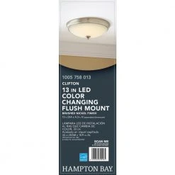 Clifton 13 in. Brushed Nickel Selectable LED Flush Mount by Hampton Bay -Hampton Bay Sales brushed nickel hampton bay flush mount lights hui8011ll 6 bn 44 1000
