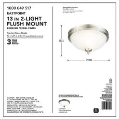 Eastpoint 13 in. 2-Light Brushed Nickel Flush Mount with Frosted Glass Shade by Hampton Bay 12 Eastpoint 13 in. 2-Light Brushed Nickel Flush Mount with Frosted Glass Shade by Hampton Bay -Hampton Bay Sales brushed nickel hampton bay flush mount lights ihi8012a 2 bn 4f 1000