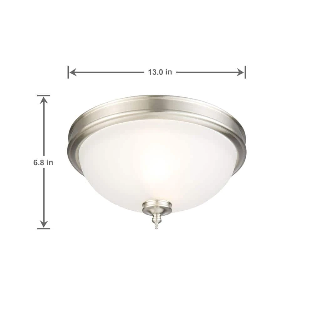 Eastpoint 13 in. 2-Light Brushed Nickel Flush Mount with Frosted Glass Shade by Hampton Bay 8 Eastpoint 13 in. 2-Light Brushed Nickel Flush Mount with Frosted Glass Shade by Hampton Bay - Image 8