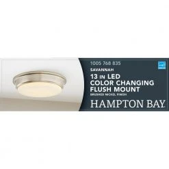 Savannah 13 in. Brushed Nickel Selectable LED Flush Mount by Hampton Bay -Hampton Bay Sales brushed nickel hampton bay flush mount lights ike8091l 5 31 1000