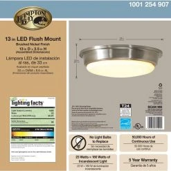 Savannah 13 in. Brushed Nickel Selectable LED Flush Mount by Hampton Bay -Hampton Bay Sales brushed nickel hampton bay flush mount lights ike8091l 5 76 1000