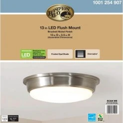 Savannah 13 in. Brushed Nickel Selectable LED Flush Mount by Hampton Bay -Hampton Bay Sales brushed nickel hampton bay flush mount lights ike8091l 5 fa 1000