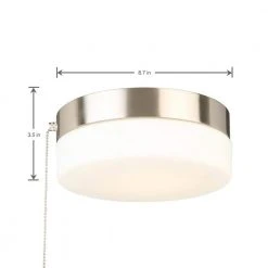 8 in. 60-Watt Equivalent Brushed Nickel Integrated LED Drum Flush Mount with Pull Chain and Glass Shade by Hampton Bay -Hampton Bay Sales brushed nickel hampton bay flush mount lights isp8011l 2 1d 1000