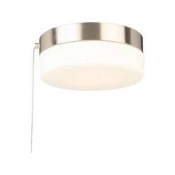 8 in. 60-Watt Equivalent Brushed Nickel Integrated LED Drum Flush Mount with Pull Chain and Glass Shade by Hampton Bay