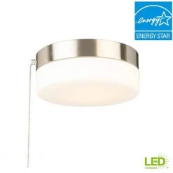 8 in. 60-Watt Equivalent Brushed Nickel Integrated LED Drum Flush Mount with Pull Chain and Glass Shade by Hampton Bay -Hampton Bay Sales brushed nickel hampton bay flush mount lights isp8011l 2 a0 1000