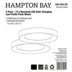 13 in. Brushed Nickel Selectable LED Flush Mount (2-Pack) by Hampton Bay -Hampton Bay Sales brushed nickel hampton bay flush mount lights jxm3011l bn 31 1000